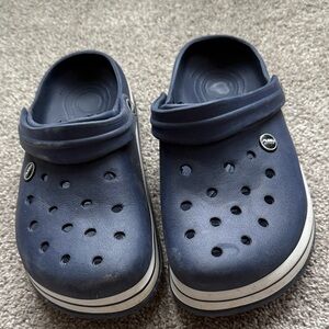 Air Balance Navy Blue Kids Slip-On Clogs with White Stripe